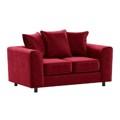 Furnishings For Less UK Brooklyn Plush Velvet Fabric 2 Seater Sofa Foam Red - image 1