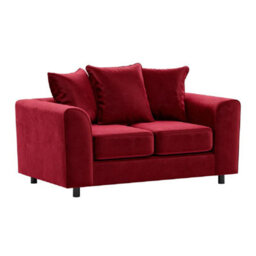 Furnishings For Less UK Brooklyn Plush Velvet Fabric 2 Seater Sofa Foam Red