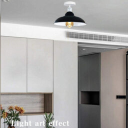 Vintage Flush Mount Ceiling Lighting With E27 Base 32Cm Cyan Blue Lampshade Easy Fit Metal Shade For Ceiling Light Fitting - thumbnail 9