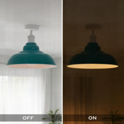 Vintage Flush Mount Ceiling Lighting With E27 Base 32Cm Cyan Blue Lampshade Easy Fit Metal Shade For Ceiling Light Fitting - thumbnail 5