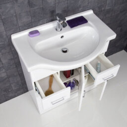 Affine 750mm Bathroom Vanity Unit & Basin Sink Tap + Waste Gloss White Floorstanding - thumbnail 4