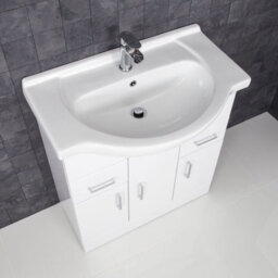 Affine 750mm Bathroom Vanity Unit & Basin Sink Tap + Waste Gloss White Floorstanding - thumbnail 3