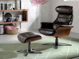 Angel Cerda Stylish Chocolate Brown Leather Swivel Recliner Armchair - thumbnail 5
