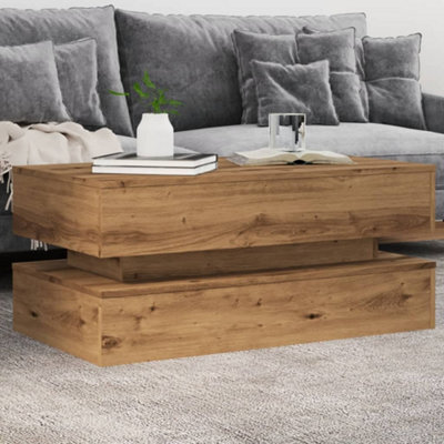Berkfield Coffee Table With Led Lights Artisian Oak 90X50X40 Cm - image 1
