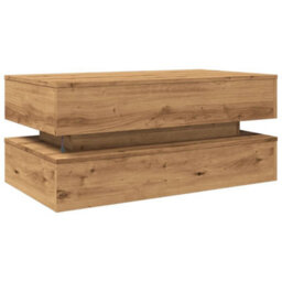 Berkfield Coffee Table With Led Lights Artisian Oak 90X50X40 Cm - thumbnail 9
