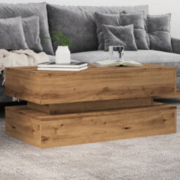 Berkfield Coffee Table With Led Lights Artisian Oak 90X50X40 Cm - thumbnail 1