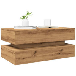 Berkfield Coffee Table With Led Lights Artisian Oak 90X50X40 Cm - thumbnail 6