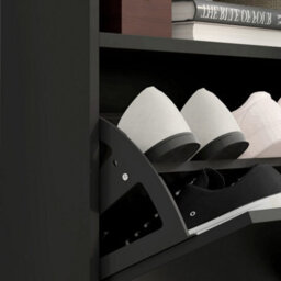 Homcom Wall Mounted Or Freestanding Shoe Cabinet With 2 Flip Drawers, Black - thumbnail 9