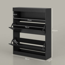 Homcom Wall Mounted Or Freestanding Shoe Cabinet With 2 Flip Drawers, Black - thumbnail 3