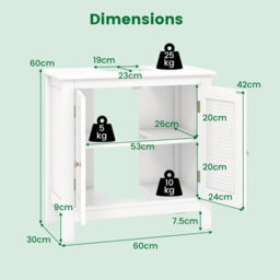 Costway Pedestal Sink Storage Cabinet With 2 Rattan Doors Bathroom Sink Cabinet - thumbnail 3