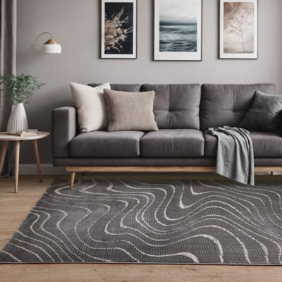 The Rug Edit Axel Ripple Charcoal Rug - 120X160Cm - image 1