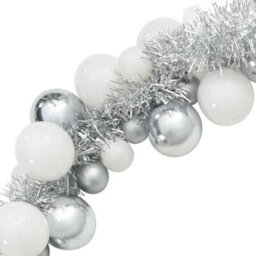 Vidaxl Christmas Ball Garland White And Silver 186 Cm Polystyrene - thumbnail 6