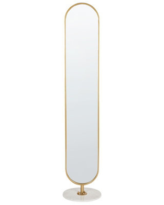 Wyld and Coco Luxor Home Gold Coat Stand With Full-Length Mirror, Shelf And Marble Base - Gold Aluminium, 34 X 34 X 170 Cm - image 1