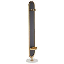 Wyld and Coco Luxor Home Gold Coat Stand With Full-Length Mirror, Shelf And Marble Base - Gold Aluminium, 34 X 34 X 170 Cm - thumbnail 5