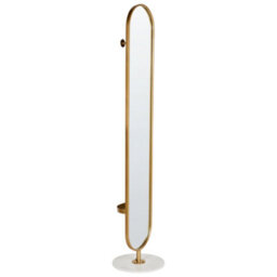 Wyld and Coco Luxor Home Gold Coat Stand With Full-Length Mirror, Shelf And Marble Base - Gold Aluminium, 34 X 34 X 170 Cm - thumbnail 4