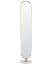 Wyld and Coco Luxor Home Gold Coat Stand With Full-Length Mirror, Shelf And Marble Base - Gold Aluminium, 34 X 34 X 170 Cm - thumbnail 1