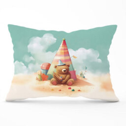 Warren Reed Designer A Bear On A Beach Holiday Cushions 33Cm X 48Cm - thumbnail 1