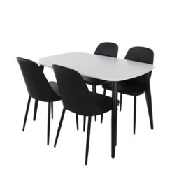 Core Products Aspen White 120Cm Rectangular Dining Table With 4 Black Plastic Duo Design Chairs - thumbnail 2