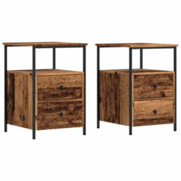 Berkfield Bedside Cabinets 2 Pcs Old Wood 34X35.5X50 Cm Engineered Wood - thumbnail 2