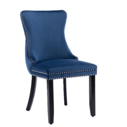 HomeTouch Set Of 2 Lux Velvet Kitchen Dining Chairs Wing High Back Bedroom Office Chairs Royal Blue - thumbnail 5