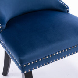HomeTouch Set Of 2 Lux Velvet Kitchen Dining Chairs Wing High Back Bedroom Office Chairs Royal Blue - thumbnail 9