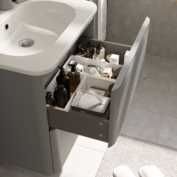 GoodHome Nevado Standard Matt Grey Wall-Mounted Bathroom Vanity Unit (H) 600mm (W) 600mm - thumbnail 8