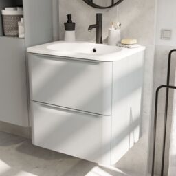 GoodHome Nevado Standard Matt Grey Wall-Mounted Bathroom Vanity Unit (H) 600mm (W) 600mm - thumbnail 7