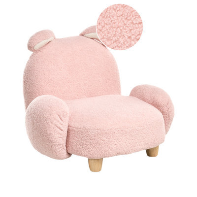 Beliani Kids Armchair Rabbit Kanna Boucle Pastel Pink - image 1