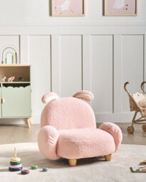 Beliani Kids Armchair Rabbit Kanna Boucle Pastel Pink - thumbnail 2