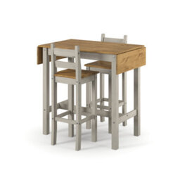 Core Products Corona Grey Rectangular High Breakfast Bar Drop Leaf Table & Bar Chair Set, W100/140.0Cm X D60Cm X H100Cm - thumbnail 3