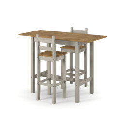 Core Products Corona Grey Rectangular High Breakfast Bar Drop Leaf Table & Bar Chair Set, W100/140.0Cm X D60Cm X H100Cm - thumbnail 2