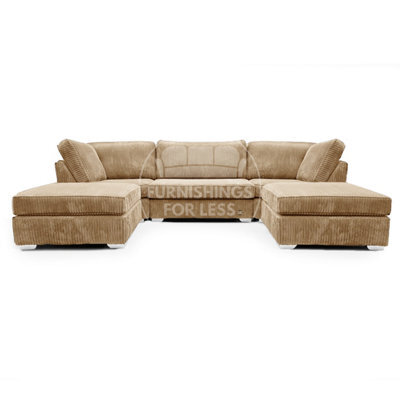 Furnishings For Less UK Bishop Coffee U Shaped Soft Fabric Jumbo Cord Detachable 5 Seater Large Sofa - image 1