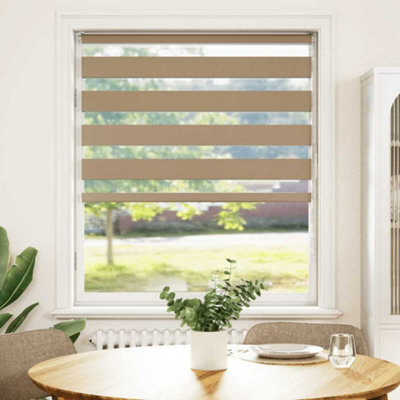 Berkfield Modern Zebra Blind Sand Brown 105X100 Cm Fabric Width 100.9 Cm Polyester - image 1