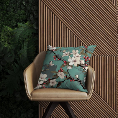 Warren Reed Designer Pink Blossom Asian Design Outdoor Cushion 60Cm X 60Cm