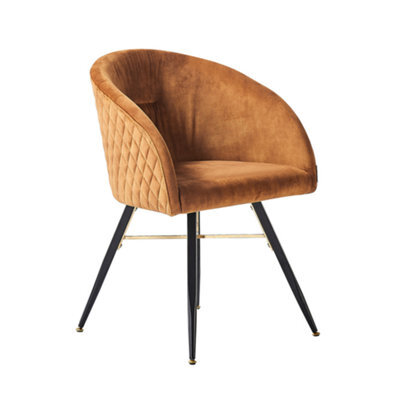 Life Interiors Single Yellow Vittorio Velvet Dining Chair With Black Metal Legs, Quilted Design Modern Accent Chair - image 1