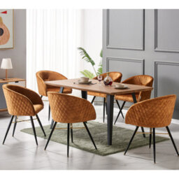 Life Interiors Single Yellow Vittorio Velvet Dining Chair With Black Metal Legs, Quilted Design Modern Accent Chair - thumbnail 9