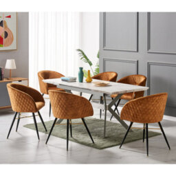Life Interiors Single Yellow Vittorio Velvet Dining Chair With Black Metal Legs, Quilted Design Modern Accent Chair - thumbnail 8