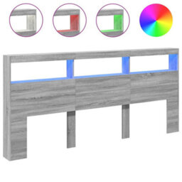 Berkfield Headboard Cabinet With Led Grey Sonoma 220X17X102 Cm - thumbnail 2