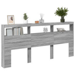 Berkfield Headboard Cabinet With Led Grey Sonoma 220X17X102 Cm - thumbnail 5