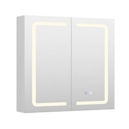 Thehotsale 2 Door Wall Mounted Bathroom Mirror Cabinet With Led And Shaver Socket - thumbnail 3