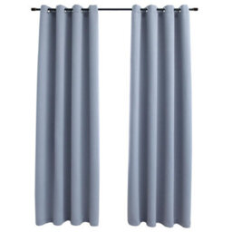 Walplus Blackout Curtains With Metal Rings 2 Pcs Grey 140X175 Cm - thumbnail 2