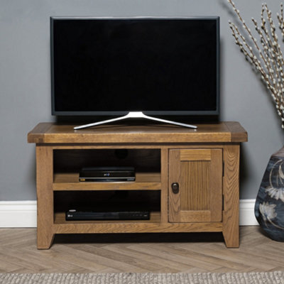 Elm Home And Garden Rustic Oak Wooden Small Tv Video Media Unit 50Cm High X 91Cm Wide X 37Cm Deep Fully Assembled - image 1