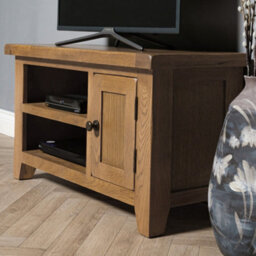 Elm Home And Garden Rustic Oak Wooden Small Tv Video Media Unit 50Cm High X 91Cm Wide X 37Cm Deep Fully Assembled - thumbnail 3