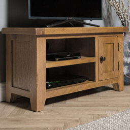 Elm Home And Garden Rustic Oak Wooden Small Tv Video Media Unit 50Cm High X 91Cm Wide X 37Cm Deep Fully Assembled - thumbnail 4