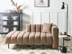 Beliani Right-Hand Chaise Longue Lannils Fabric Light Brown - thumbnail 2
