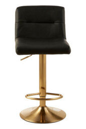 Premier Housewares Interiors By Premier Elegant Design Black Seat Bar Stool, Comfort And Stable Counter Stool, Height Adjustable Sleek Bar Stool - thumbnail 1