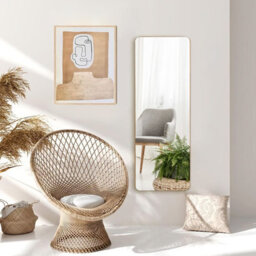 Gainoom Over The Door Mirror Rectangle Wall Mounted Mirror W/ Bamboo Frame & Round Corners - thumbnail 5