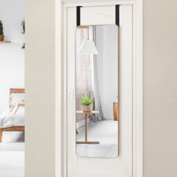 Gainoom Over The Door Mirror Rectangle Wall Mounted Mirror W/ Bamboo Frame & Round Corners - thumbnail 4