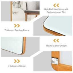 Gainoom Over The Door Mirror Rectangle Wall Mounted Mirror W/ Bamboo Frame & Round Corners - thumbnail 7