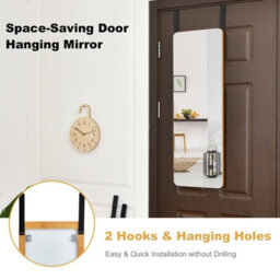 Gainoom Over The Door Mirror Rectangle Wall Mounted Mirror W/ Bamboo Frame & Round Corners - thumbnail 6